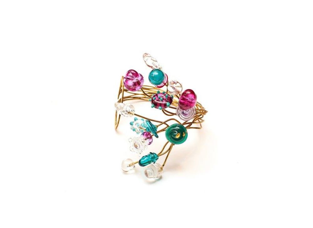Cadeaux - Bracelet plaqué or verre Murano artisan travaillé aun chalumeau - CHAMA NAVARRO