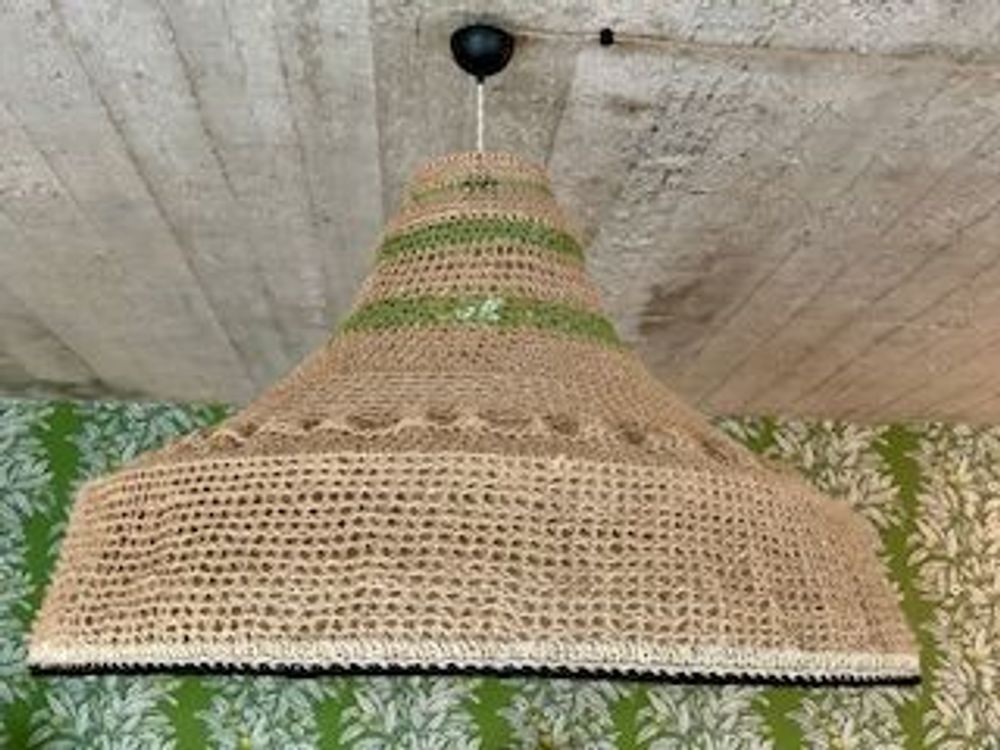 Aménagements pour bureau - Luminaire ARMOISIE en jute lin et coton Hauteur 85cm Diamètre 110 cm livré avec monture électrique - ADELE VAHN