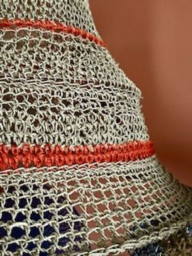 Other office supplies - SAHARA lamp made of raw linen and orange jute touches Height 40 cm Diameter 60 cm delivered with electric mount - ADELE VAHN
