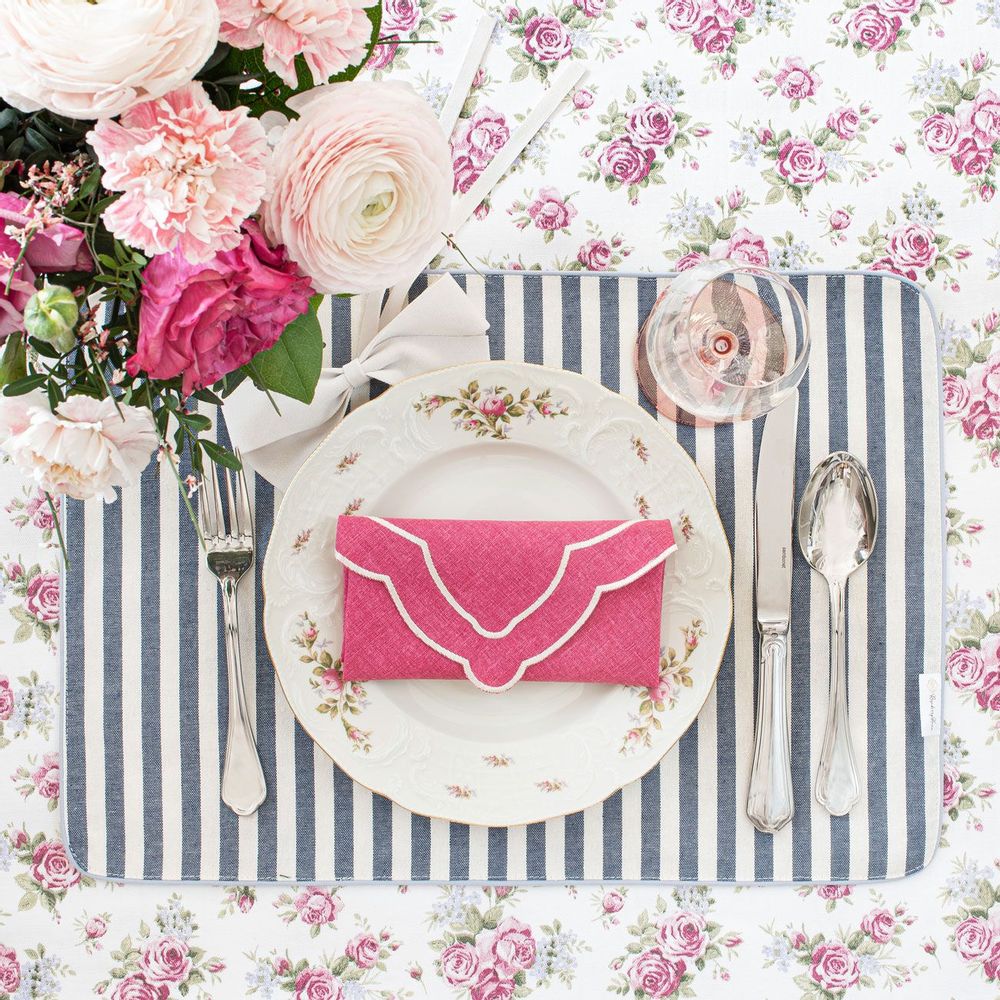 Table linen - Table linen - Rose Garden & Stripes Collection - ROSEBERRY HOME