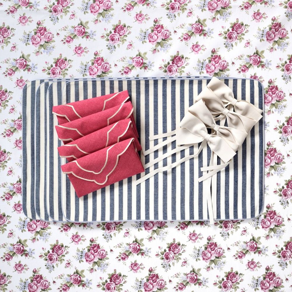 Table linen - Table linen - Rose Garden & Stripes Collection - ROSEBERRY HOME