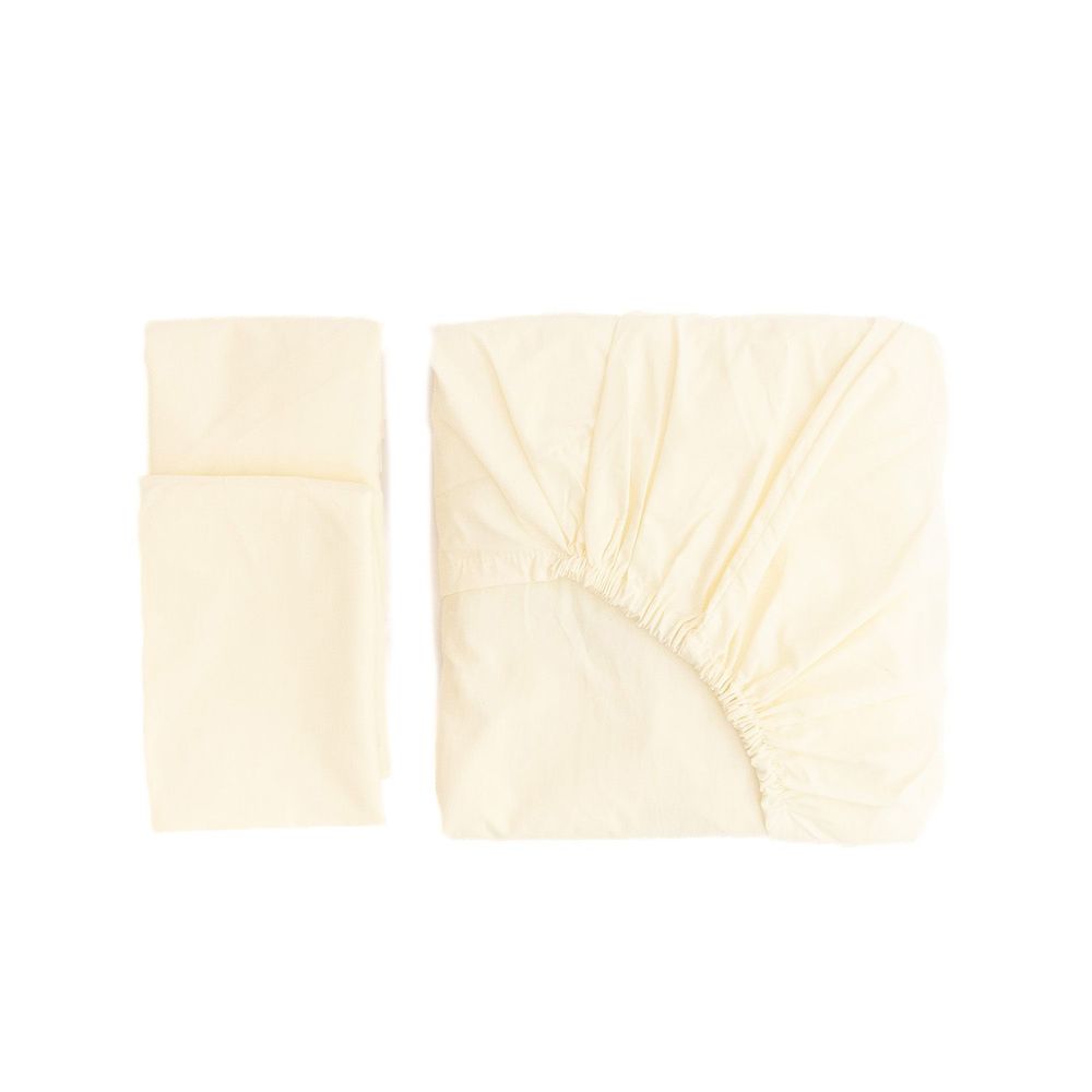 Linens - Off White Percale Fitted Sheet - MORE COTTONS
