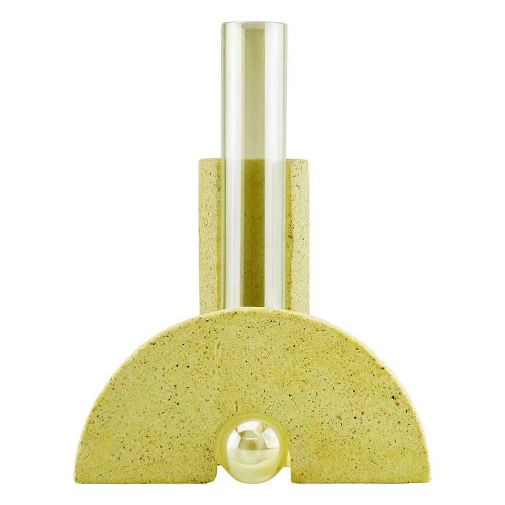 Vases - Yellow Glass and stone vase for flowers, Cochlea della Metamorfosi n°1 - COKI