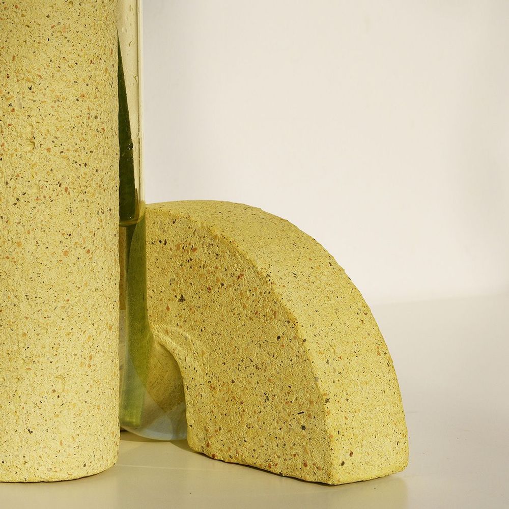 Vases - Yellow Glass and stone vase for flowers, Cochlea della Metamorfosi n°1 - COKI