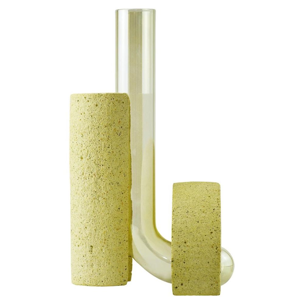 Vases - Yellow Glass and stone vase for flowers, Cochlea della Metamorfosi n°1 - COKI