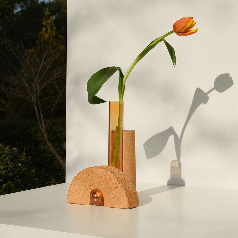 Vases - Orange vase for flowers, Cochlea della Metamorfosi n°1 - COKI