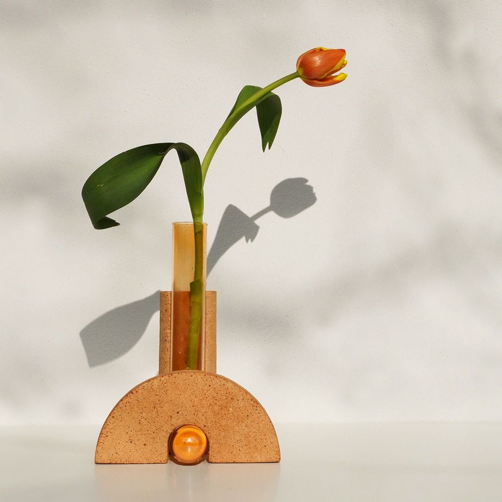 Vases - Orange vase for flowers, Cochlea della Metamorfosi n°1 - COKI