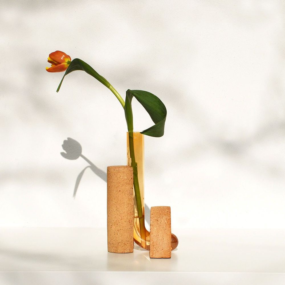 Vases - Orange vase for flowers, Cochlea della Metamorfosi n°1 - COKI