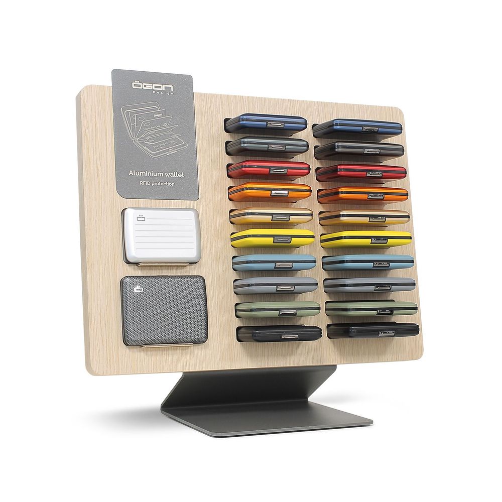 Leather goods - XL implementation pack - 40 assorted Smart Case V2 aluminum wallets + vertical display - ÖGON DESIGN