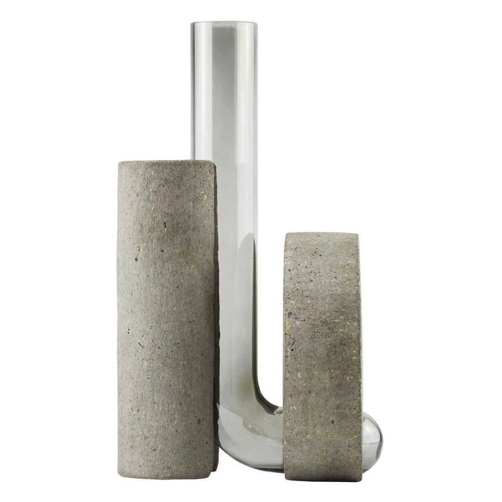 Vases - Grey glass and stone vase for flowers, Cochlea della Metamorfosi n°2 - COKI