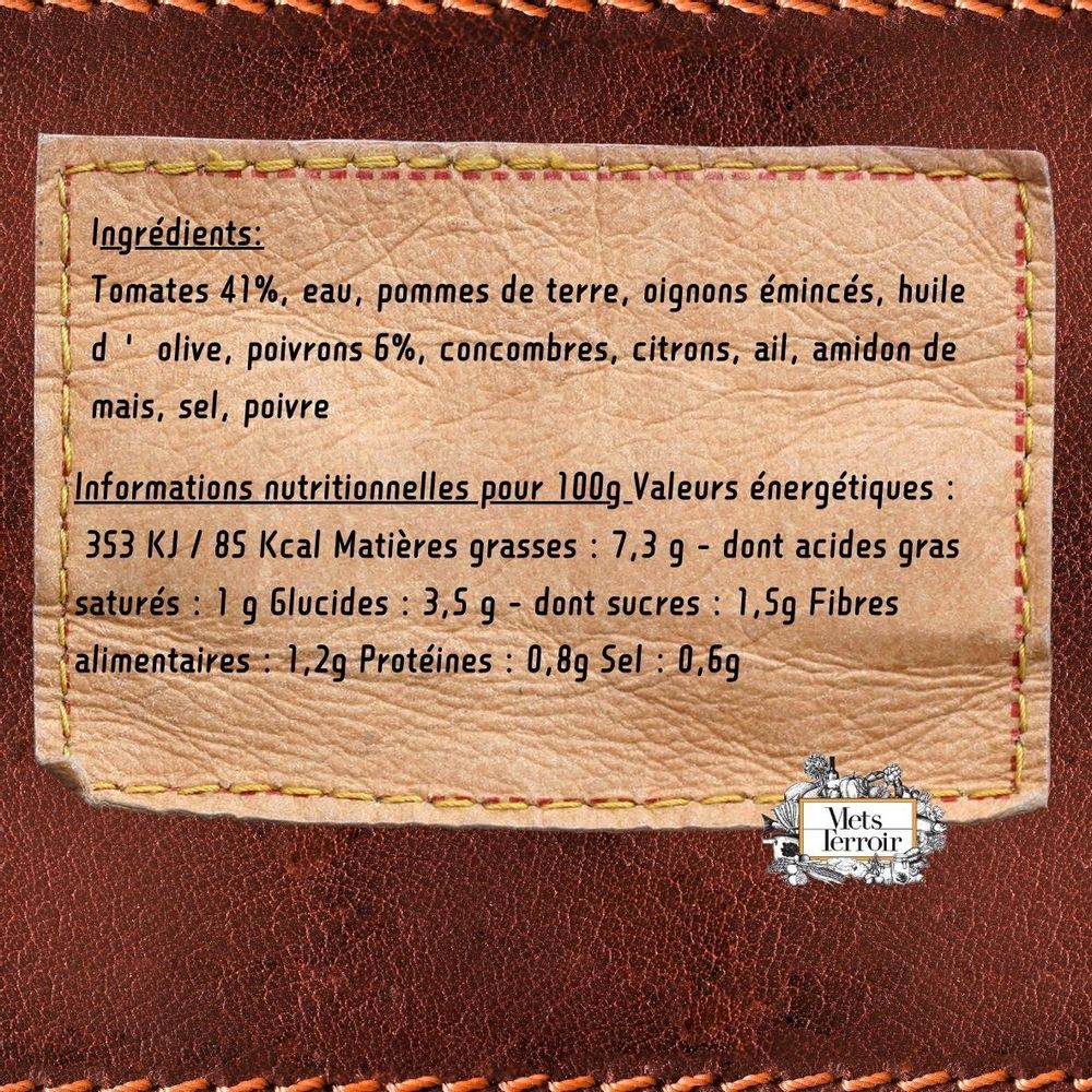 Delicatessen - Andalusian gazpacho — Vegetable dish - 180g - METSTERROIR