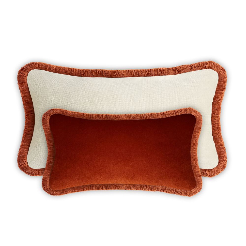 Coussins - Collection Lit - Oreillers Couple Happy Velours Avec Franges - LO DECOR