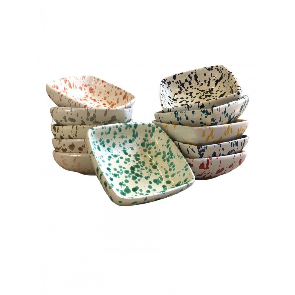 Design objects - Square Bowl cm. 13x13 - Splashed Line - LOLIVA FOOD MOOD