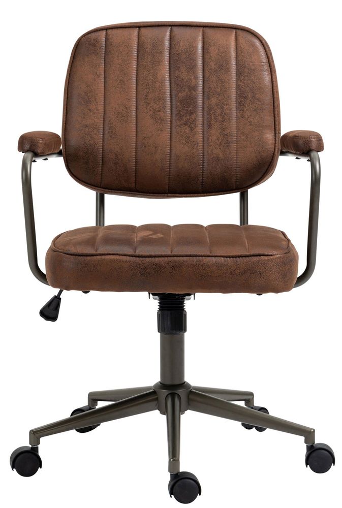 Chaises - Fauteuil de bureau Rétro Natrona - Cuir cognac & Métal Noir Mat - VIBORR