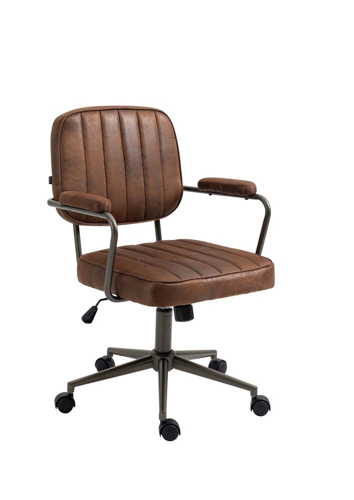 Chaises - Fauteuil de bureau Rétro Natrona - Cuir cognac & Métal Noir Mat - VIBORR
