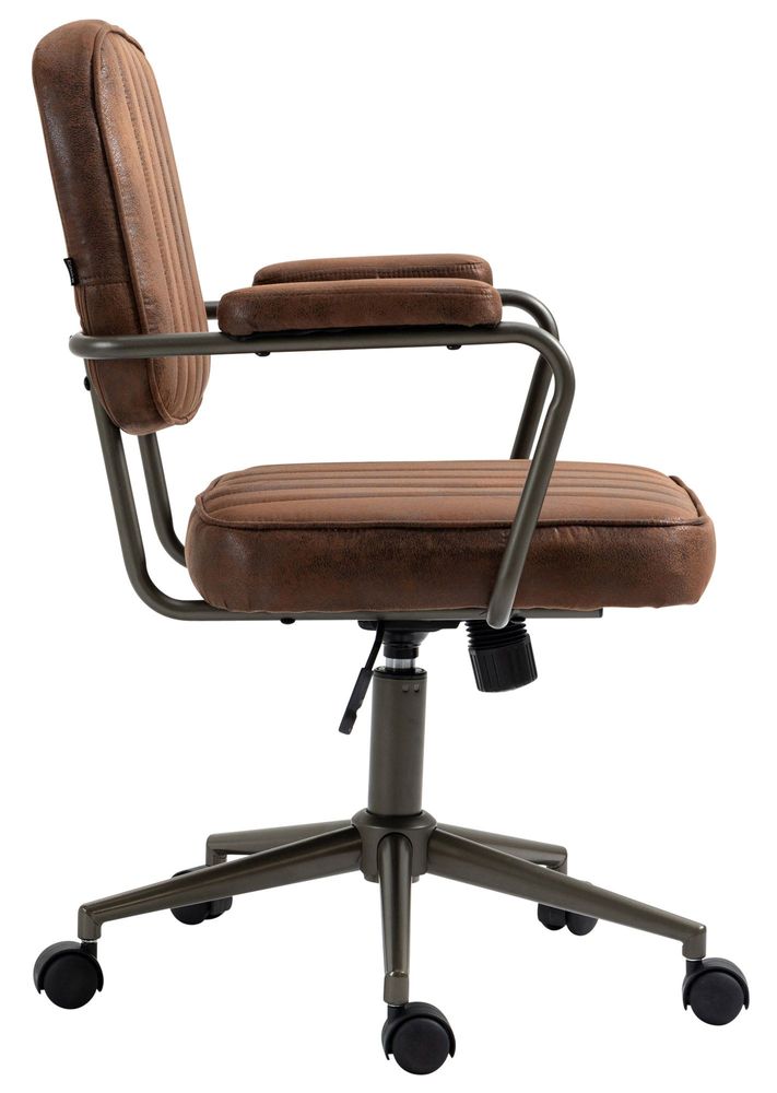 Chaises - Fauteuil de bureau Rétro Natrona - Cuir cognac & Métal Noir Mat - VIBORR