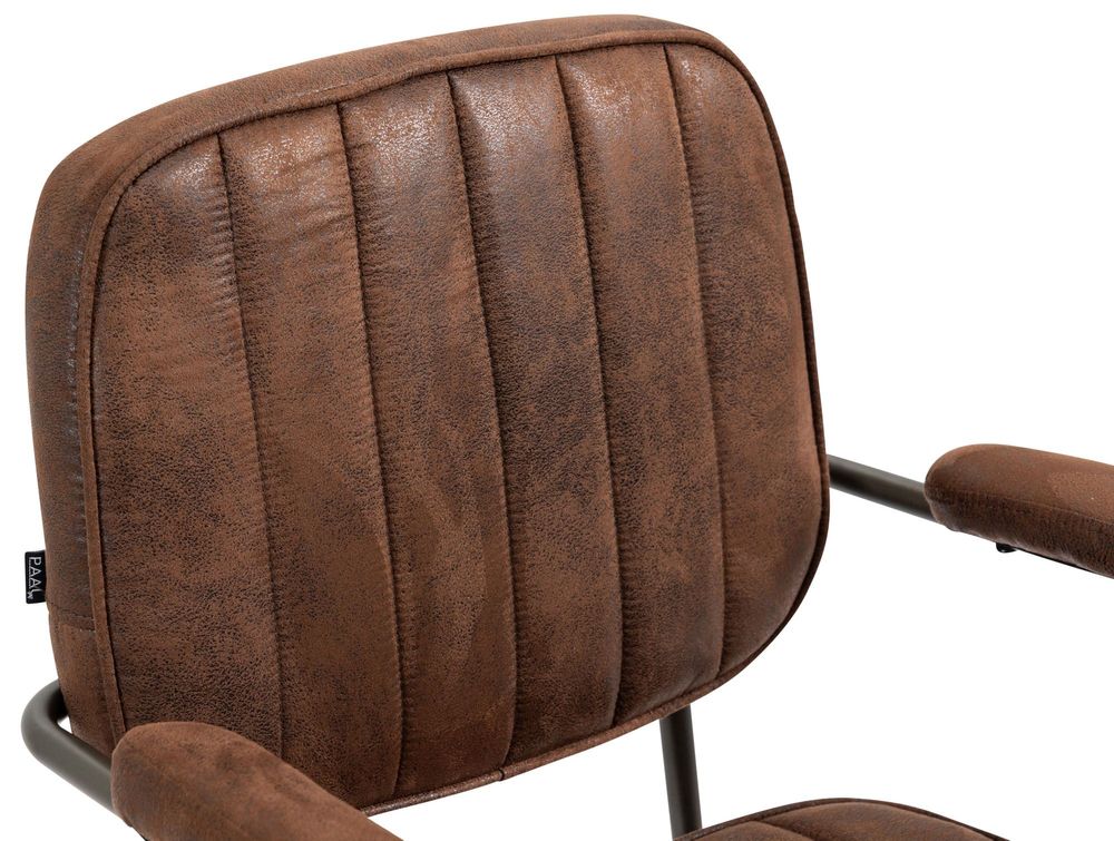 Chaises - Fauteuil de bureau Rétro Natrona - Cuir cognac & Métal Noir Mat - VIBORR