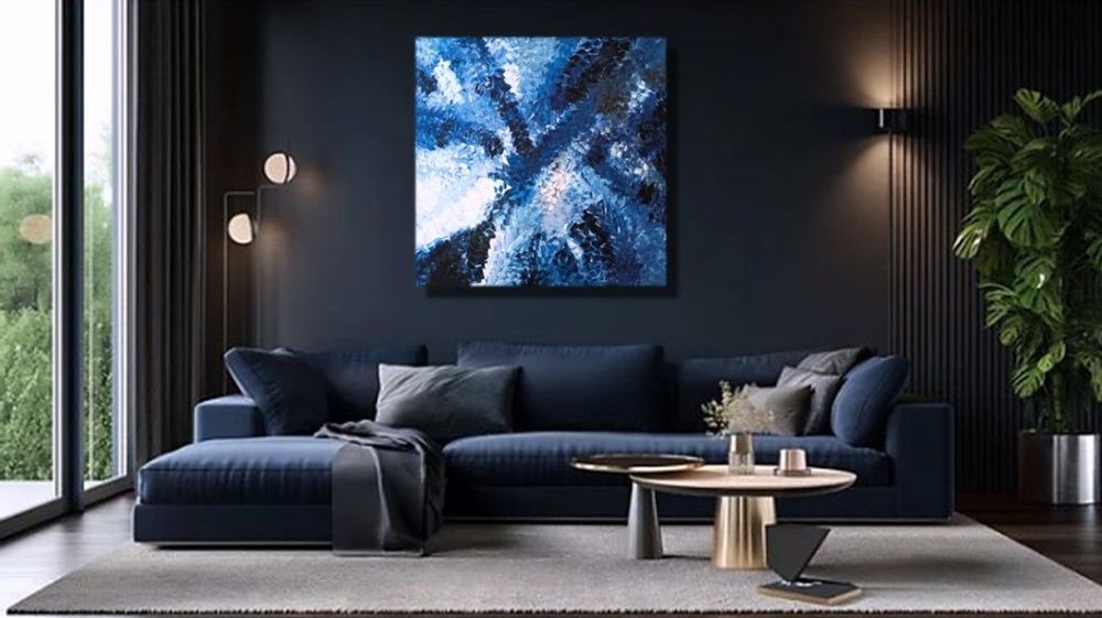 Paintings - Paintings Originals Art Gallery Quality - Blue Collection - MOTI ART & DESIGN