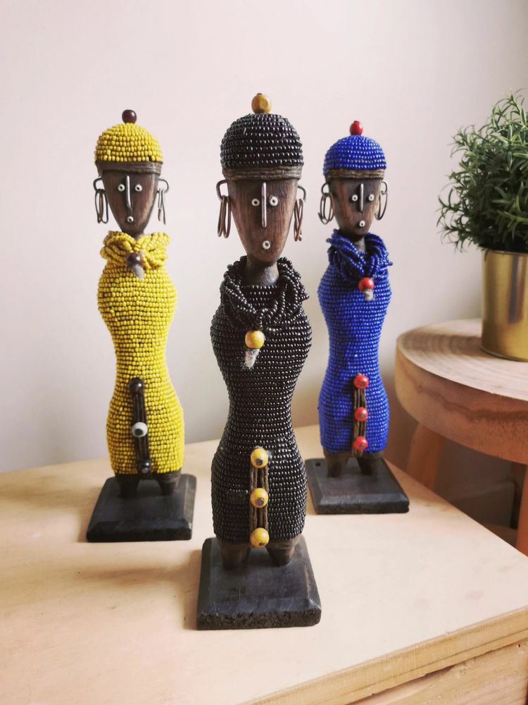 Objets de décoration - Poupées namji, poupées africaines, déco ethnique, objet de décoration, poupées en bois et perle ou poupées de fertilité ou poupées pour décoration d'intérieur - HOME DECOR FR