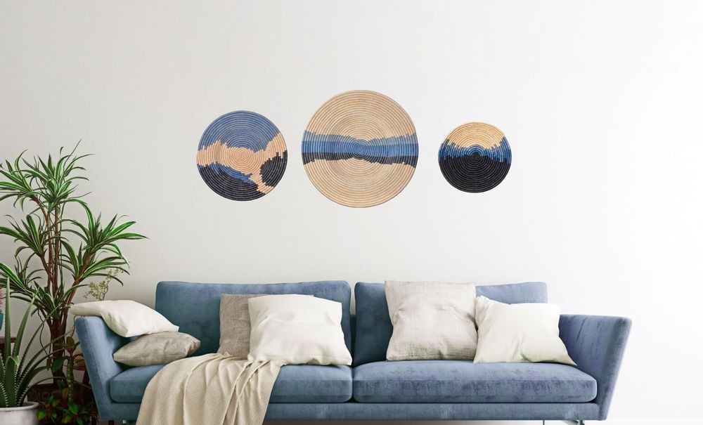 Other wall decoration - Blue coast woven wall decoration Calm ø 70 cm - MAISON SUKU