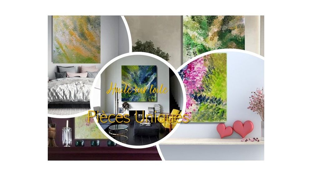 Tableaux - Tableaux Originaux Qualité Galerie d'Art - Gamme Harmonie des Verts - MOTI ART & DESIGN