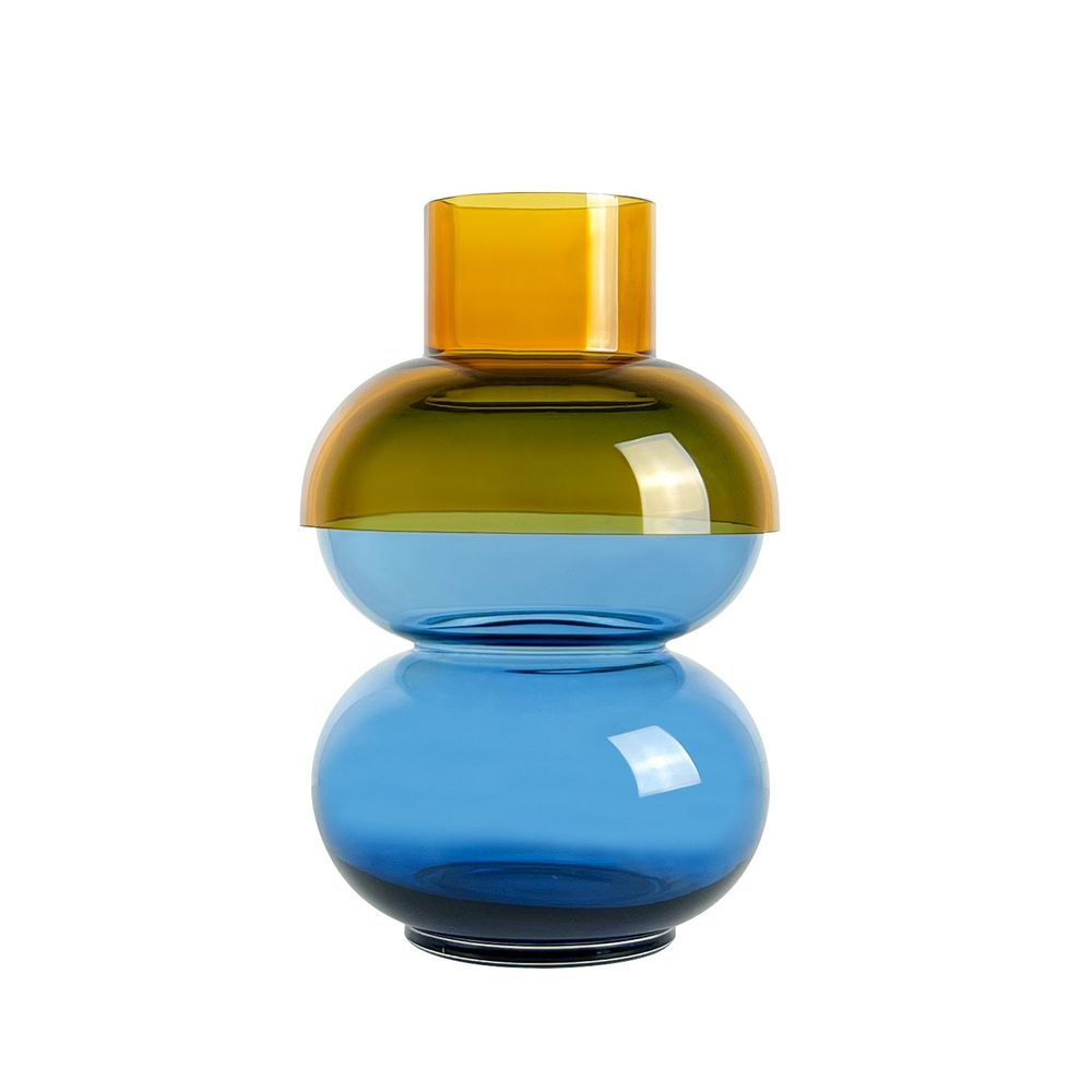 Vases - Bubble Flip Vase in Large Yellow and Blue - 30.5 x 20.5 x 20.5 cm - CLOUDNOLA