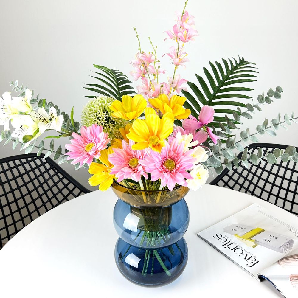 Vases - Bubble Flip Vase in Large Yellow and Blue - 30.5 x 20.5 x 20.5 cm - CLOUDNOLA