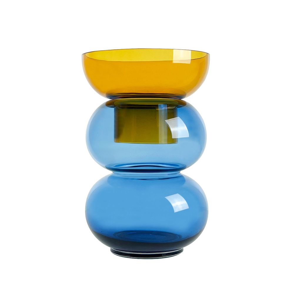 Vases - Bubble Flip Vase in Large Yellow and Blue - 30.5 x 20.5 x 20.5 cm - CLOUDNOLA