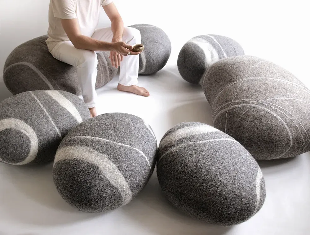 Coussins - Meuble pouf ottoman en laine \ « Set de conférence \ - KATSU STONES