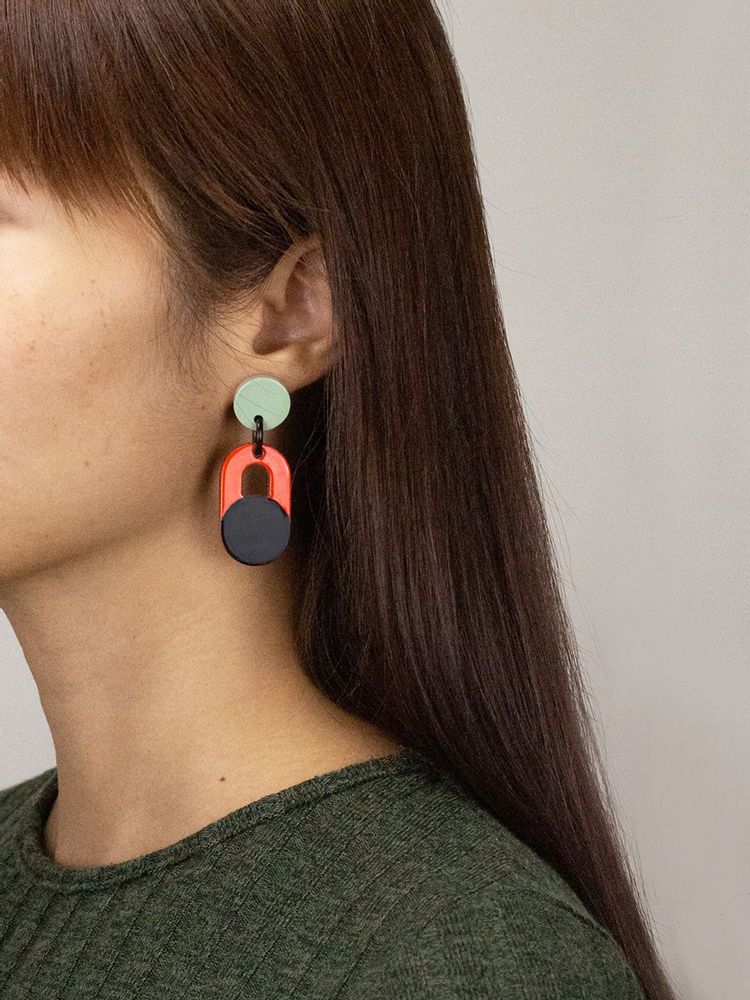Jewelry - Ariane earrings in black horn and two-tone lacquer - L INDOCHINEUR X RIVÊT
