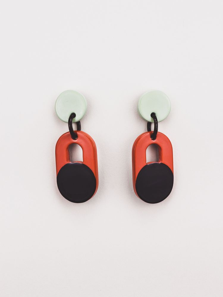 Jewelry - Ariane earrings in black horn and two-tone lacquer - L INDOCHINEUR X RIVÊT