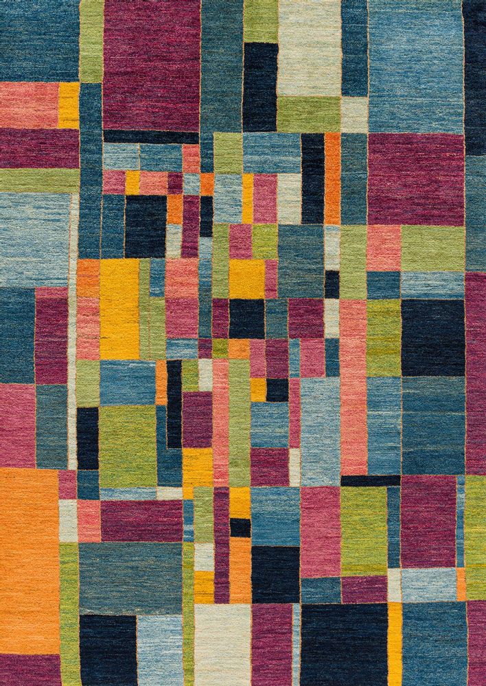 Tapis design - Mondrianesque Squares Revisited 2, Zollanvari Super Fine Gabbeh - ZOLLANVARI INTERNATIONAL