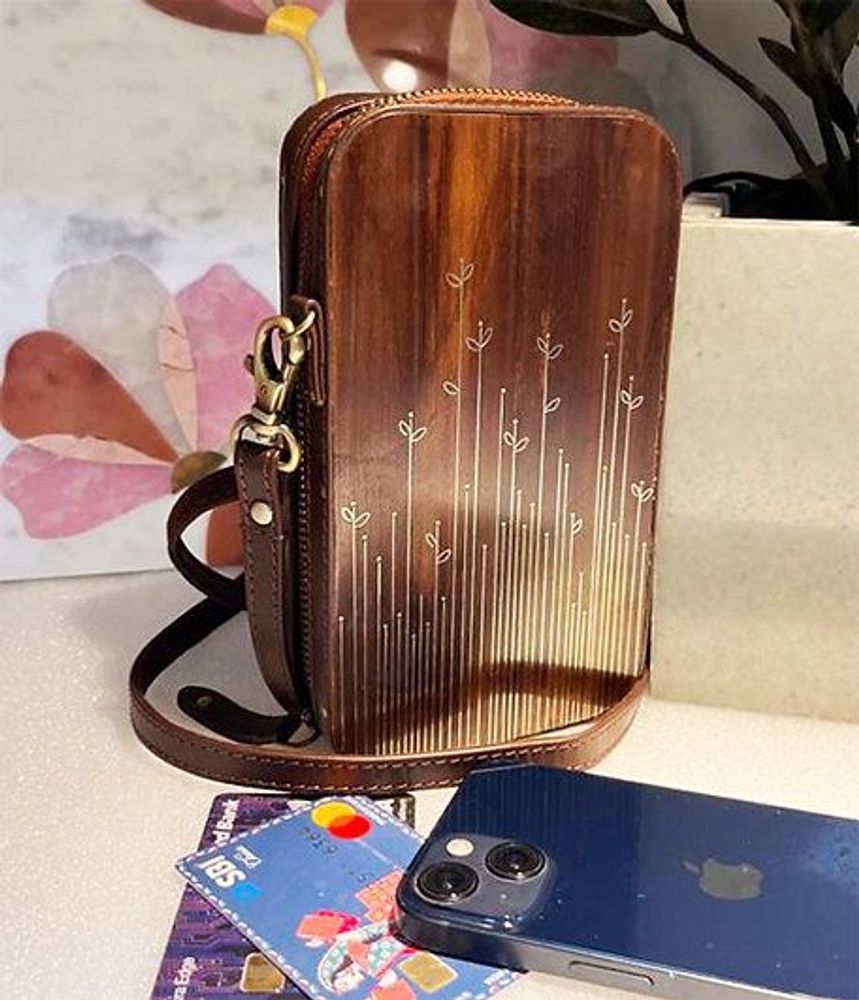 Clutches - Metal Inlay mini bag/shoulder pouch for smartphones - THECRAFTROOT