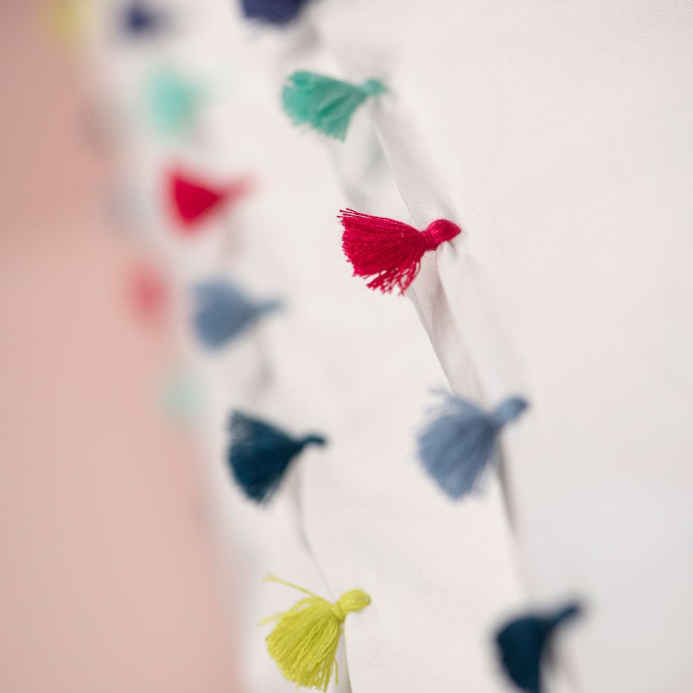 Design objects - White cotton bed linen with pompons - MIA ZIA