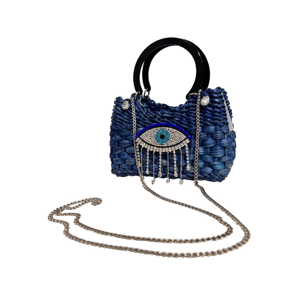 Pochettes - Sac Paille Mini Eye Bleu - GISSA BICALHO