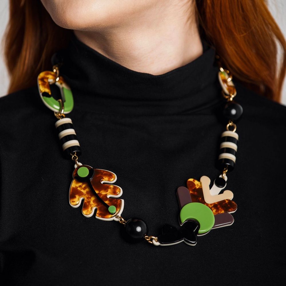 Jewelry - Necklace Bromelias Granite Caramel - GISSA BICALHO