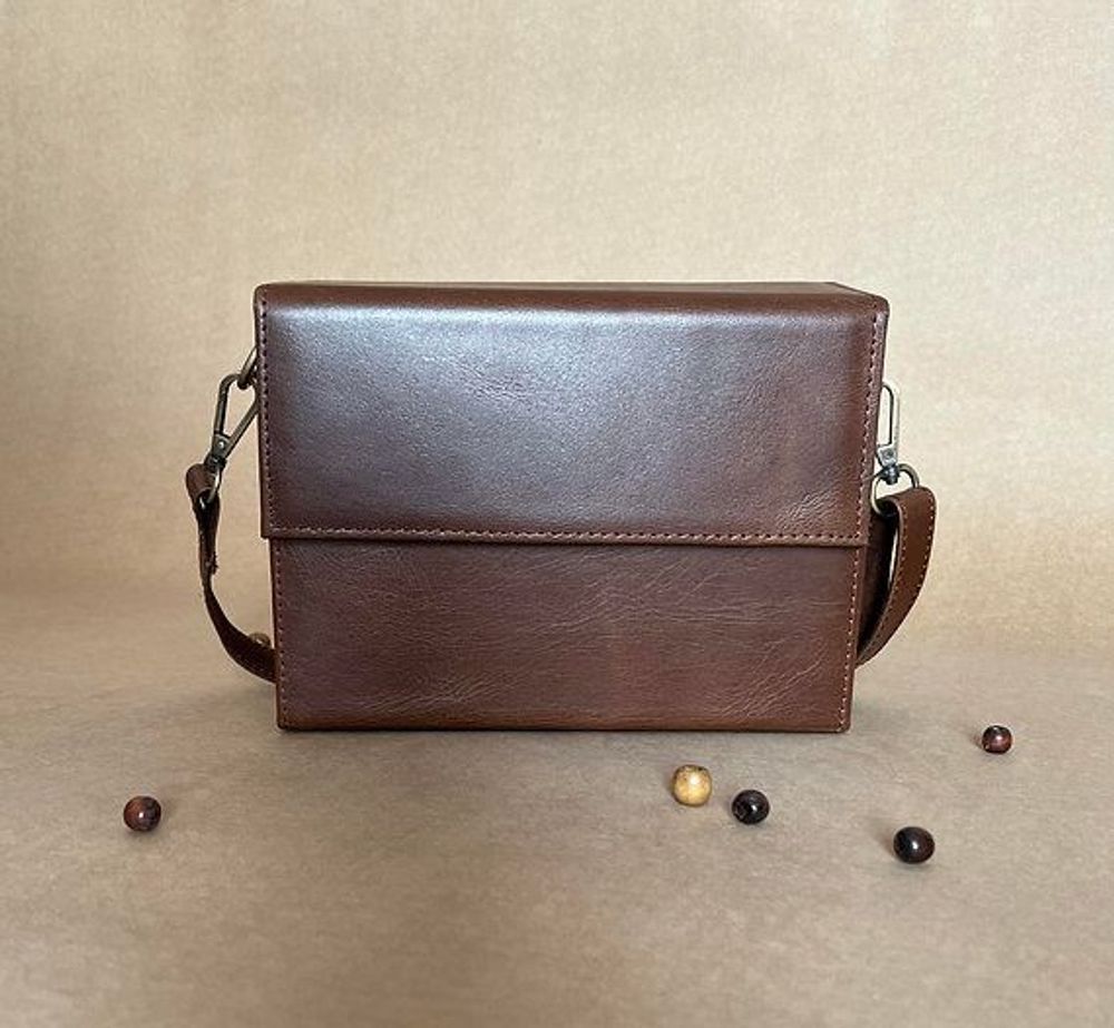 Bags and totes - Wooden and leather bag with metal inlay. - THECRAFTROOT