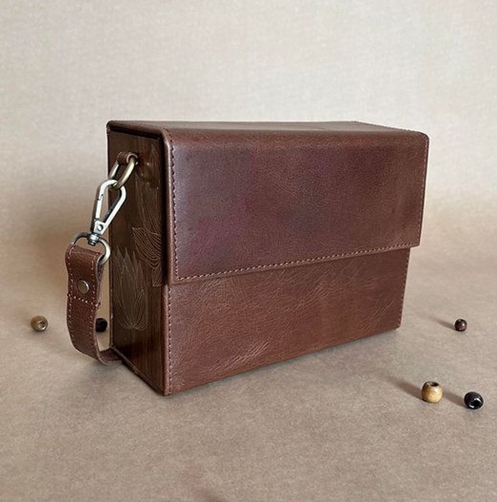 Bags and totes - Wooden and leather bag with metal inlay. - THECRAFTROOT