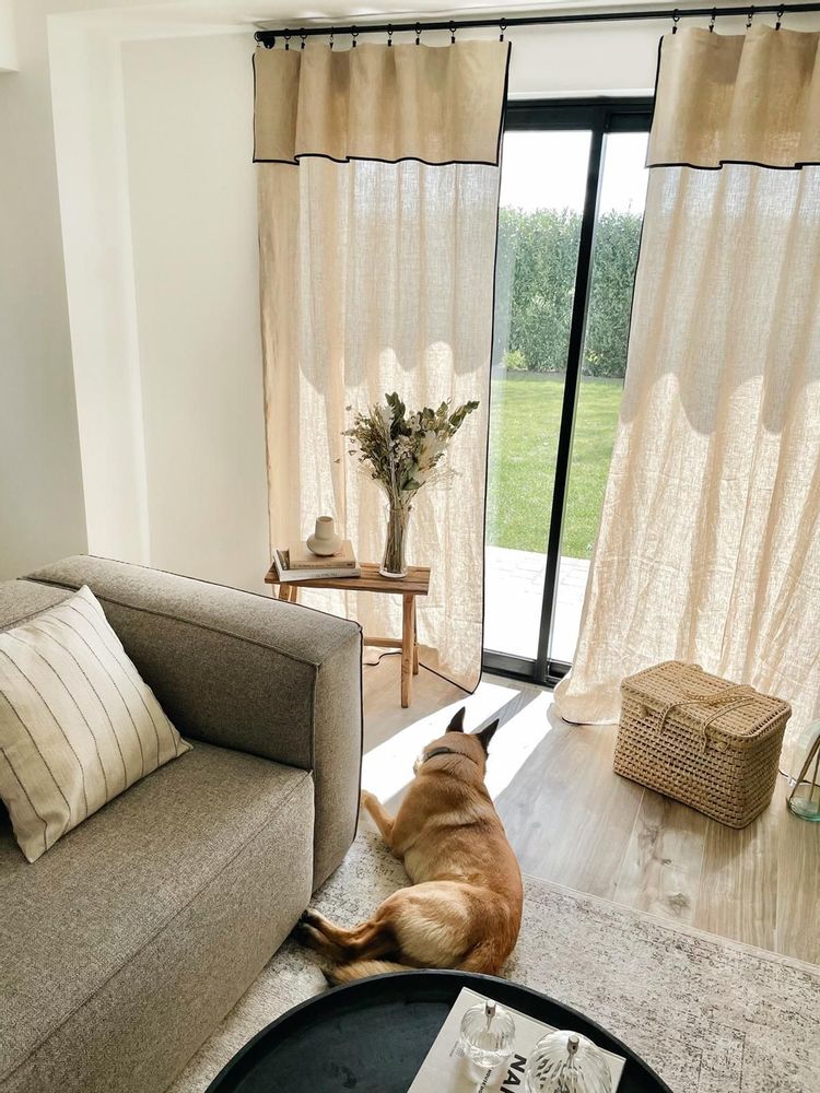Curtains and window coverings - Agave Ficelle curtain panel. - SCÈNES DE LIN