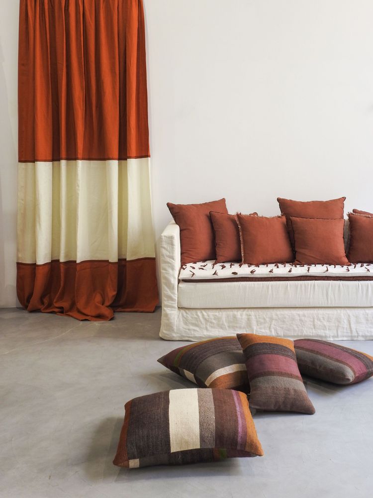 Curtains and window coverings - Aloe curtain with tape. - SCÈNES DE LIN