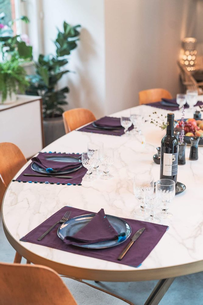 Placemats - Napkin - pompons and embroidery - MIA ZIA