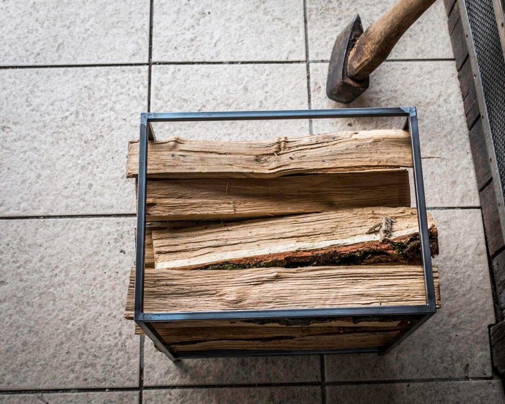 Outdoor fireplaces - Compact square log holder - DESIGN ATELIER ARTICLE