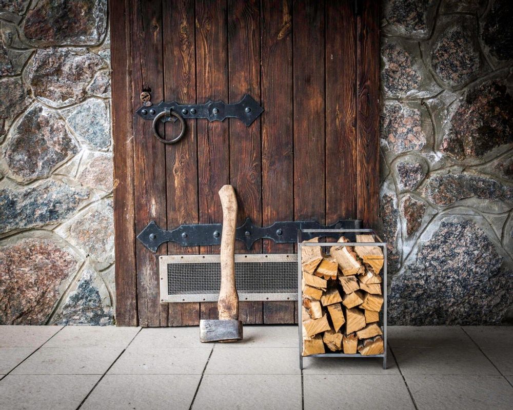 Outdoor fireplaces - Compact square log holder - DESIGN ATELIER ARTICLE