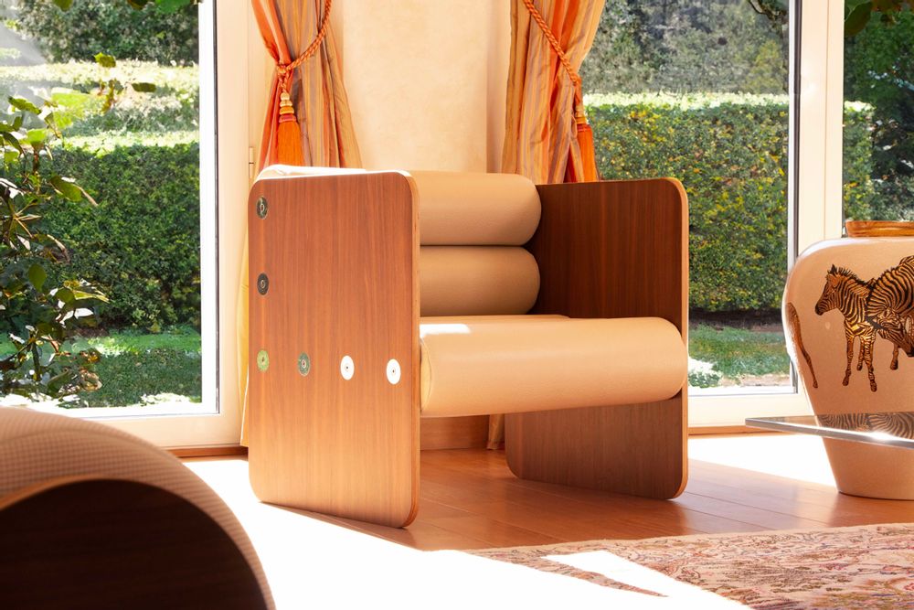 Armchairs - MW01 | Designer Armchair - Wood - Pearl White Soshagro Sheaths - MW - MW DESIGNER FURNITURE