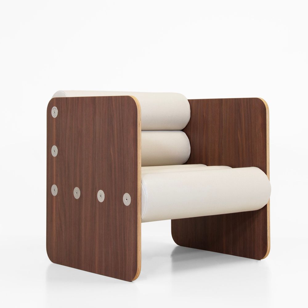 Armchairs - MW01 | Designer Armchair - Wood - Pearl White Soshagro Sheaths - MW - MW DESIGNER FURNITURE