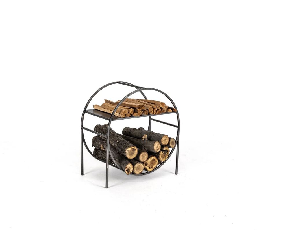 Cheminées d'extérieur - Porte-bûches rond compact - DESIGN ATELIER ARTICLE