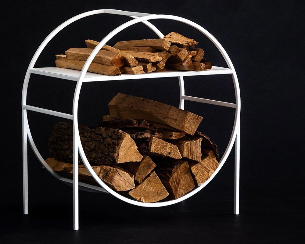 Cheminées d'extérieur - Porte-bûches rond compact - DESIGN ATELIER ARTICLE