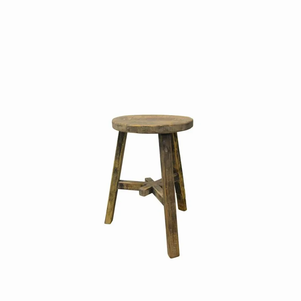 Stools - Old round stool - PAGODA INTERNATIONAL