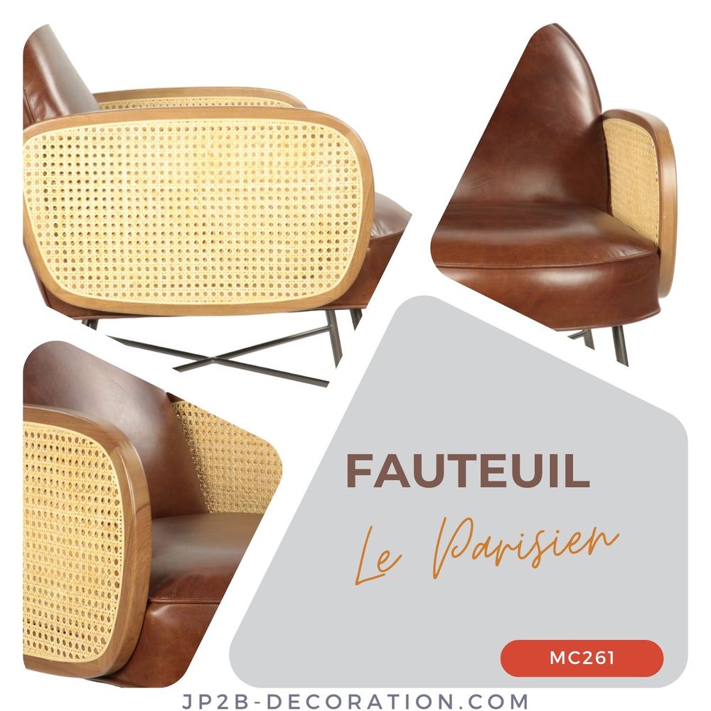 Autres fournitures bureau - Collection de Fauteuils en Cuir et Cannage Vintage - JP2B DECORATION