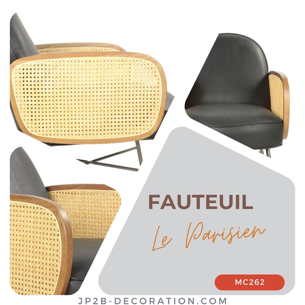 Autres fournitures bureau - Collection de Fauteuils en Cuir et Cannage Vintage - JP2B DECORATION